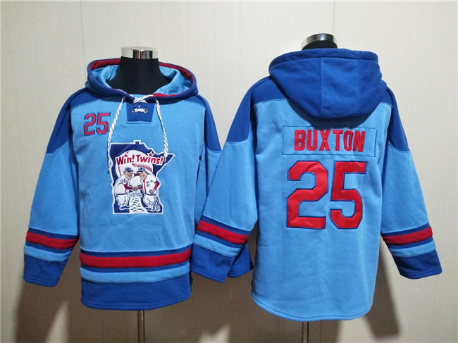 Men's Minnesota Twins #25 Byron Buxton Blue Ageless Must-Have Lace-Up Pullover Hoodie